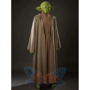 Yoda Master cosplay costume gathers soft cotton robes and a detailed latex headpiece to complete the character look.