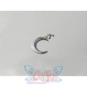 Zenless Zone Zero Promeia cosplay costume ear clip detail places a silver crescent charm on a small clasp.