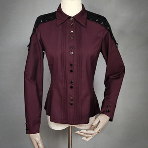 Gothic Military Uniform Color Blocking Long-sleeved Shirt
