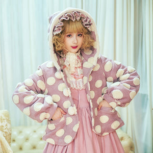 Autumn Winter Woolen Lolita Dot Coat