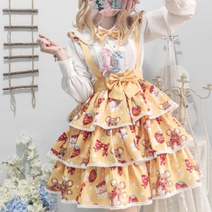 Daily Lovely Lolita Printed Short Strap Skirt