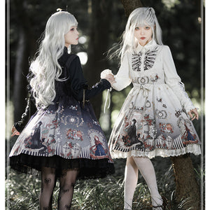 Vintage Gothic Lolita Jumper Skirt and Long-sleeved Shirt