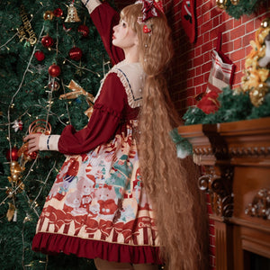 Christmas Bear Lovely and Sweet Lolita Long-sleeve Dress