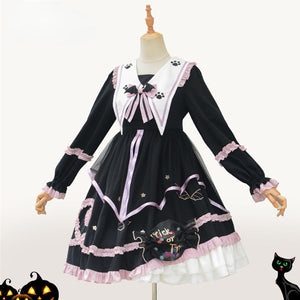 Halloween Gothic Thicken Lolita Long Sleeve Dress