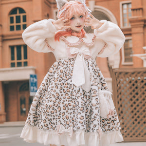 Winter Lovely Woolen Lolita Cat Dress Sets