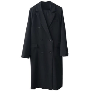 Spring and Autumn Long Black Suit Coat