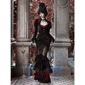 Velvet Palace Gothic Rococo Hip-wrapped Mermaid Skirt - cosfun