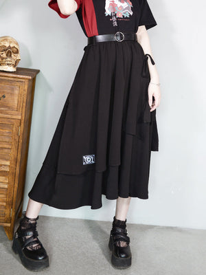 Spring And Summer Original Irregular Black Long Skirt S20200