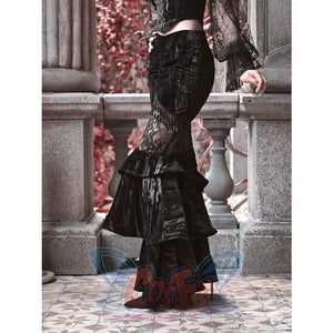 Velvet Palace Gothic Rococo Hip-wrapped Mermaid Skirt - cosfun