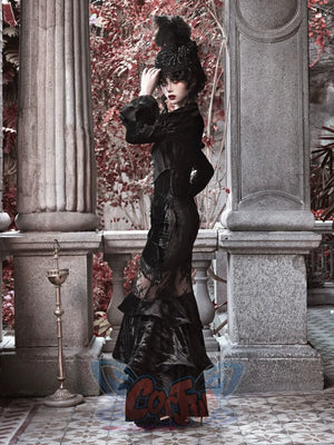 Velvet Palace Gothic Rococo Hip-wrapped Mermaid Skirt - cosfun