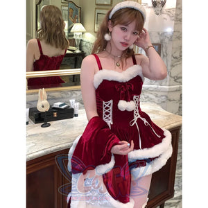 Red Meta Christmas Style Sweet And Cute Poncho Dress S23006 / S