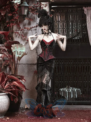 Velvet Palace Gothic Rococo Hip-wrapped Mermaid Skirt - cosfun