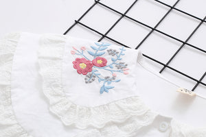 Sweet Embroidery Lace Doll Neck Long Sleeve Shirt