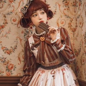 Chocolate Daily Sweet Lolita Stripe Long Sleeve Shirt