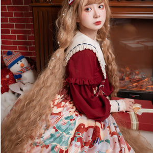 Christmas Bear Lovely and Sweet Lolita Long-sleeve Dress