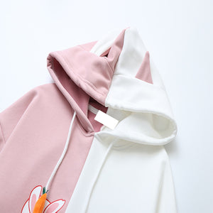 Assorted Colors Rabbit Carrot Hoodie Soft Casual Color Blocking Sweatshirt J30004