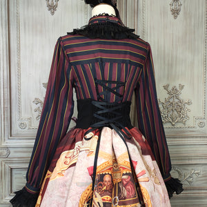 Vintage Gothic Lolita Stripe Long Sleeve Shirt