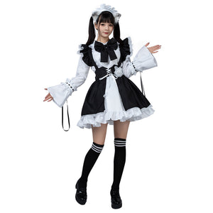 Maid Anime Dress Black and White Apron Dress Lolita Dress mp005702