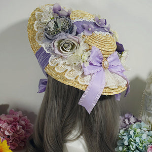 Original Elegant and Classic Lolita Flowers Straw Hat