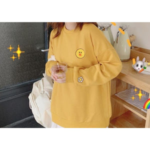 Bear Rabbit Duck Cartoon Embroidery Loose Sweatershirt J30008 Sweatshirt