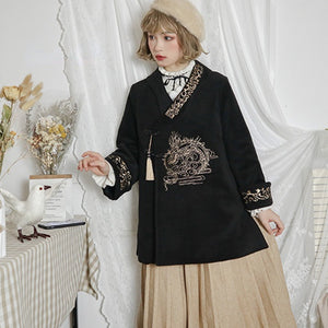 Chinese Style Spring Autumn Woolen Coat
