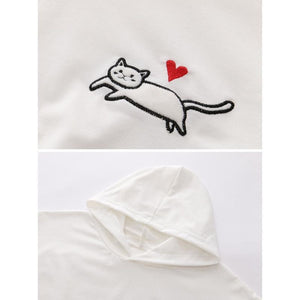 Cat Dream Laced-Up Loose Hoodie Sweatshirt