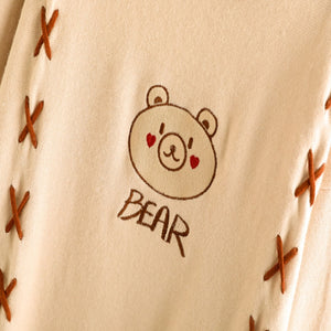 Cute Bear Round Neck Cross Tie Sweater J40015 Sweatshirt