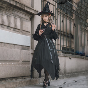Vintage Halloween Lolita Irregular Long-sleeved Dress