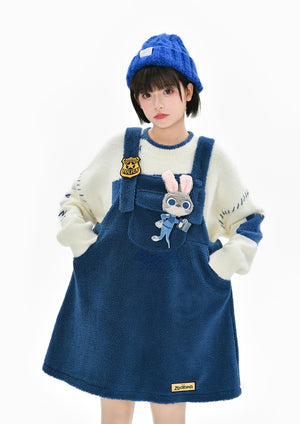 Winter Cartoon Cute Fluffy Strap Dress