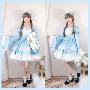 Lolita Princess Dress Full Suit Cosplay Maid For Children Girls Blue / 110Cm Costumes