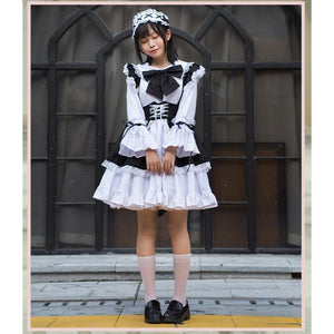 Lolita Womens Comic Cute Maid Party Cosplay Dress Set