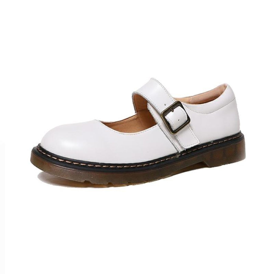 Mary Jane Jk Students Retro College Style Lolita Leather Shoes C00284 3Cm Heel White / 34