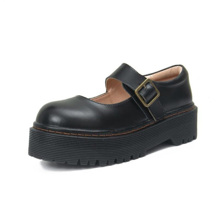 Mary Jane Jk Students Retro College Style Lolita Leather Shoes C00284 4.5Cm Heel/black / 34