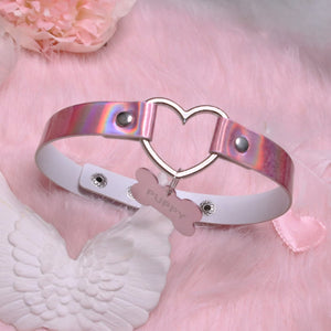 Pink Desire Cave Puppy Dog Bone Pendant Necklace Bracelets Choker Laser Pink Props & Accessories