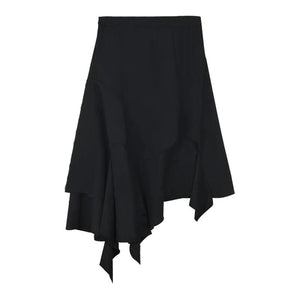Solid Irregular Round Split High Waist Skirt Black / S