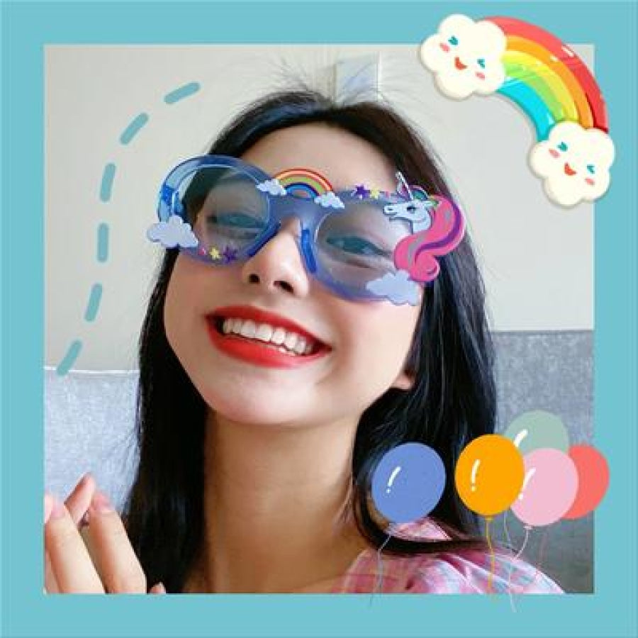 Unicorn Funny Toys Selfie Gadget Picnic Use Birthday Party Gifts Specs Glasses Blue
