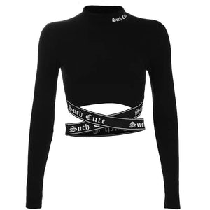 Urban Sporty Such Cute Character Webbing X Sling Crop Top Mp006037 Black / S