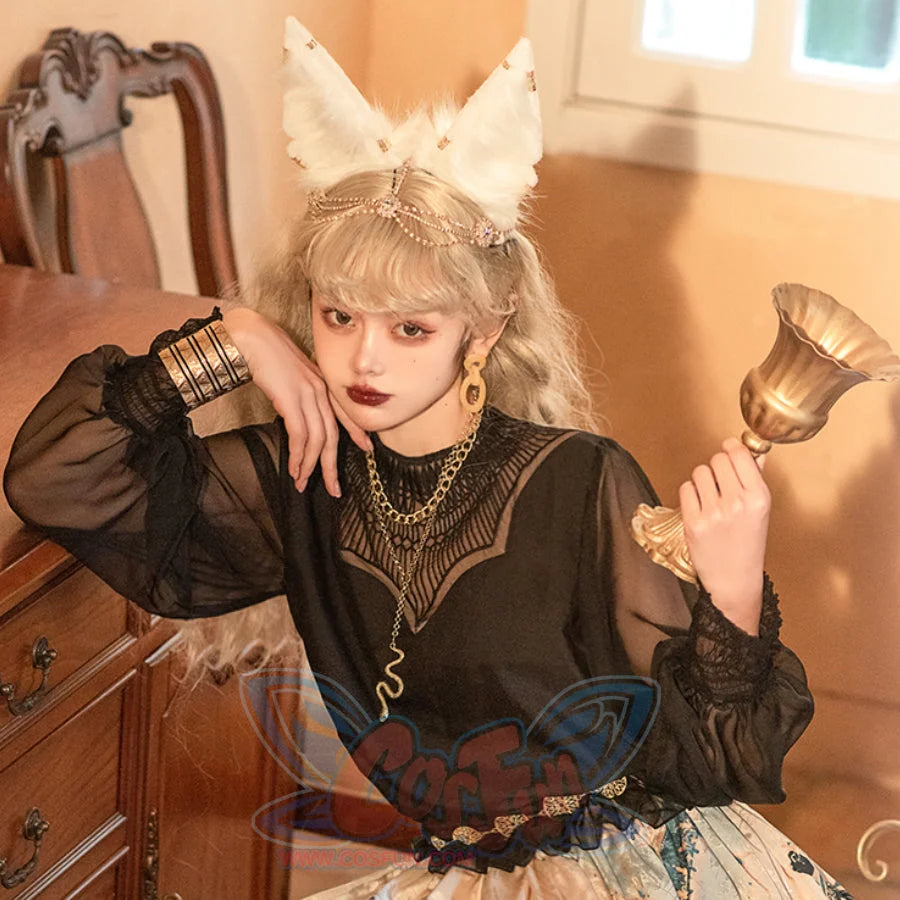 Egypt Style Embroidered Lolita Long Sleeve Shirt - cosfun