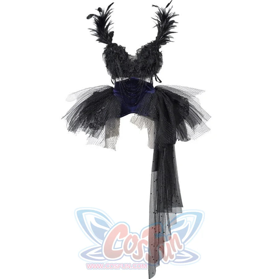 Elegy Day Gothic Feather Rhinestone Velvet Dress