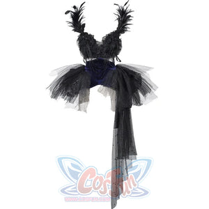 Elegy Day Gothic Feather Rhinestone Velvet Dress