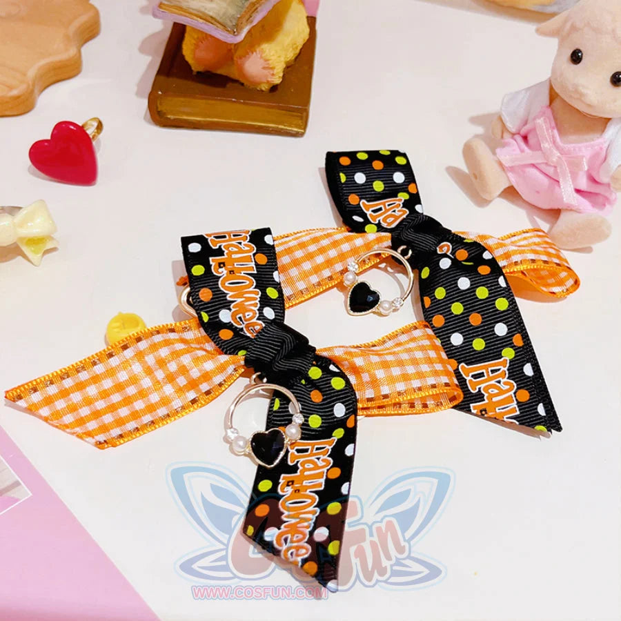 Halloween Lolita Sweet Candy Bowknot Hairpin Plaid / One