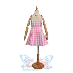 Kids 2023 Barbie Movie Plaid Dress Cosplay Costume C08376E Costumes