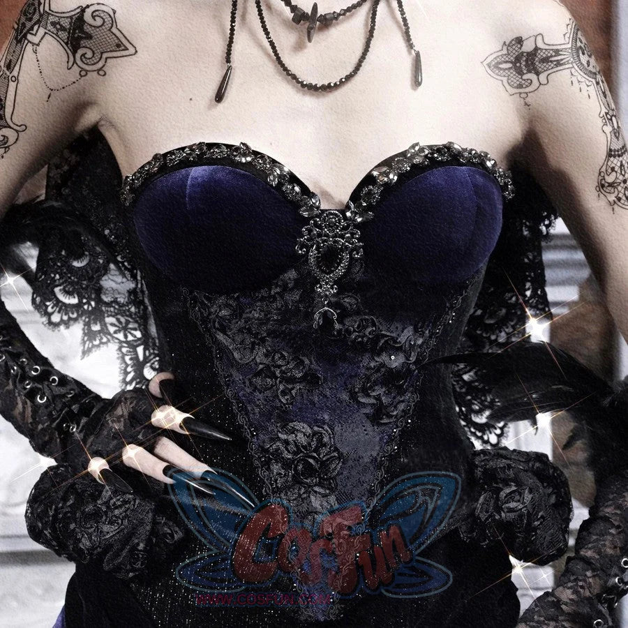 Elegy Day Gothic Shimmer Velvet Bustier Corset Top