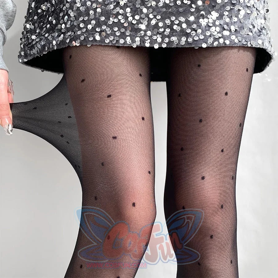Summer White Black Lolita Polka Dot Bow Tights