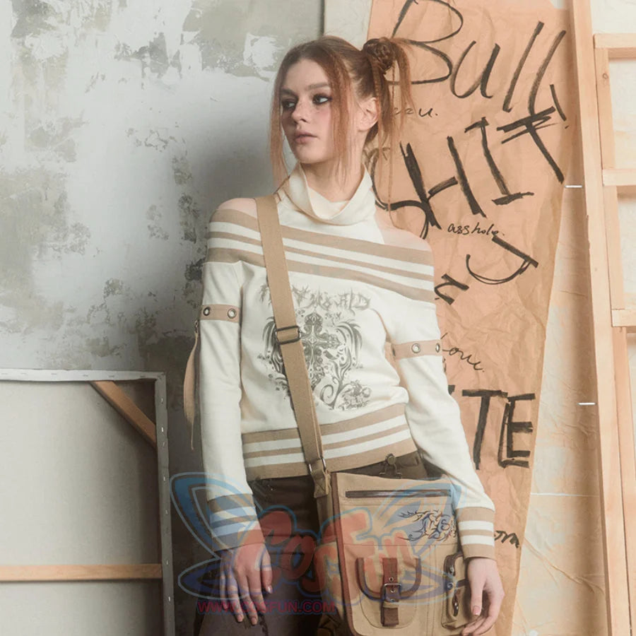 Japanese Style Vintage Canvas Crossbody Bag One Size