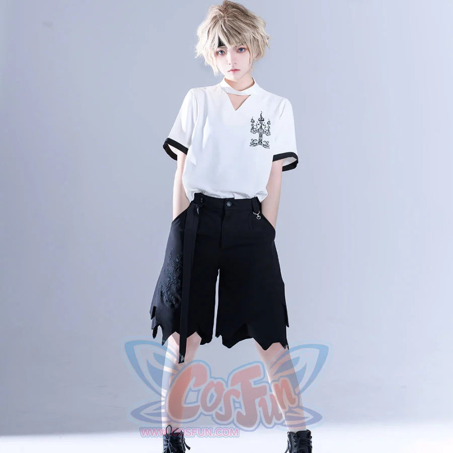 Vintage Gothic Straight Irregular Slim Shorts S22483