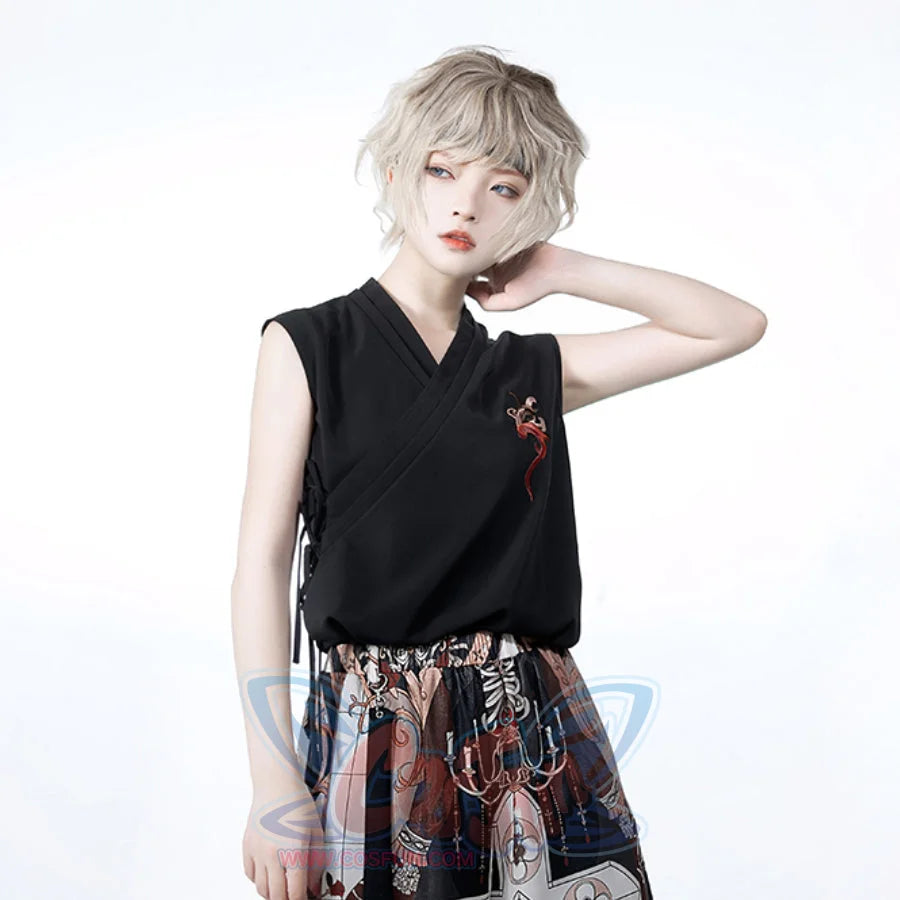 PRE-SALE Chinese Style Summer Embroidery Sleeveless V-neck Top