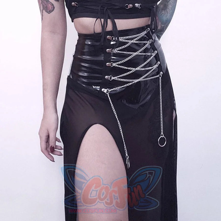 Spice Girl High Waist Lace Up Long Skirt S22909