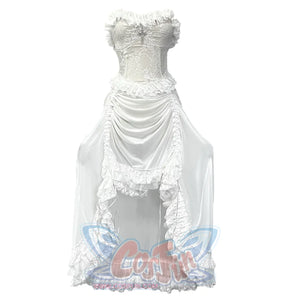 White Gothic Drawstring Halter Dress