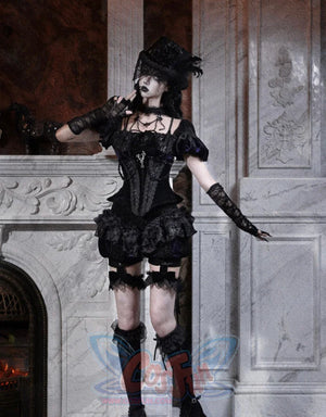 Elegy Day Gothic Velvet Puff Sleeve Backless Corset Top